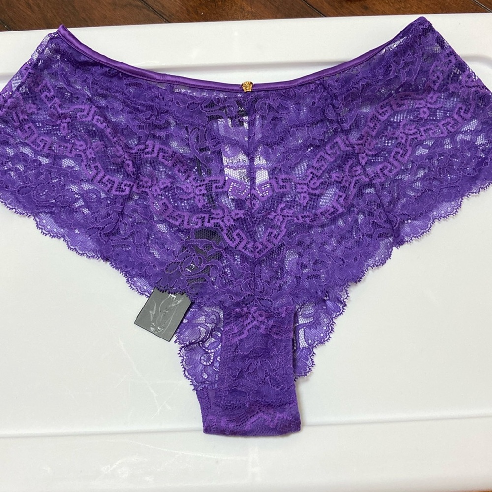 Versace NWT Elegant Purple Lace Women's Panties Size Large